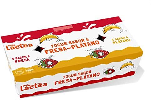 DIA LACTEA yogur fresa-plátano pack 8 unidades 125 gr