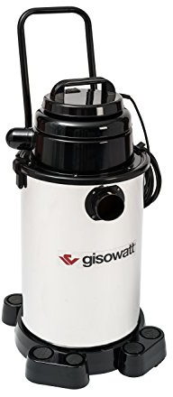 Gisowatt Aspiratore Professionale Industrial 30 Wet&Dry, Aspiratutto Aspirapolvere e Liquidi con Carrello Porta Accessori e Funzionalità Soffiatore, 1100 W, ø 45 mm, 30 Litri, Acciaio Inox