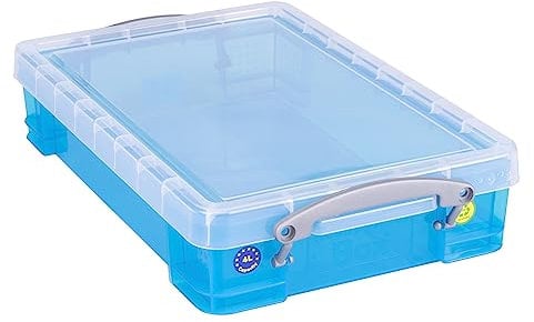 Really Useful Box Plastic Storage 4 Litre Transparent Bright Blue