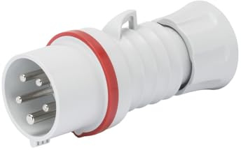 Gewiss GW60008H Low Voltage Screw Wiring Straight Plug, High Performance, IP44/IP54, 6 Reference, 3P+E Pole, 380V-415V, 16 A, 50 Hz/60 Hz, Red