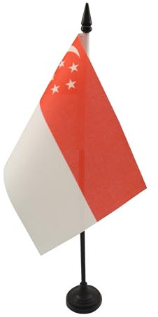 AZ FLAG - Tischflagge Singapur - 15x10 cm - Singapurische Tischfahne 10 x 15 Cm - Flaggen