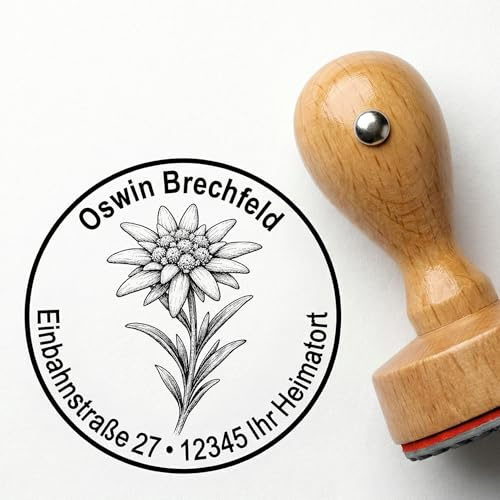 Stempel Holzstempel Edelweiß – Bergstempel für Logbuch und Gipfelbuch