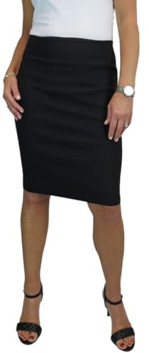 icecoolfashion Women's Stretch Smart Casual Bodycon Pencil Skirt Ladies Above Knee Special Occasion Slim Fit Office Skirt Black (18)