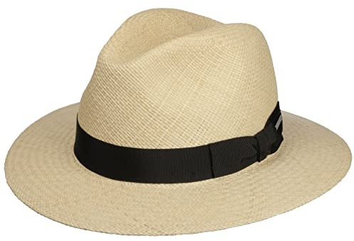 Stetson Marcellus Panama Traveller Hut Herren - Aus 100% Panamastroh - Made in Ecuador - Strohtraveller mit Futter aus Stoff - Ripsband mit Schleife - Strohhut Frühjahr/Sommer Natur L (58-59 cm)