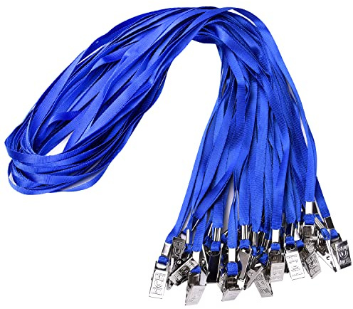 Wisdompro 30 Stück Schlüsselband Lang mit Clip, Schlüsselbänder Lanyard für Schlüssel, Ausweishülle usw. (Blau)