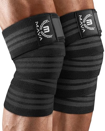 Mava Fasce per Ginocchia (Coppia) per Uomini e Donne - Ginocchiera Sportiva ed Elastica per Palestra - Compressione da 183 cm