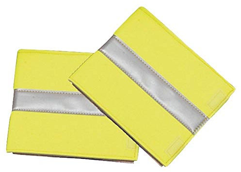 GAMASCHEN reflektierend BREIT NEONGELB mit reflektierendem Streifen 15cm breit 35cm lang