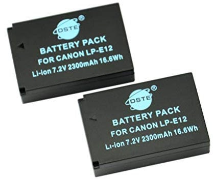 DSTE® 2x LP-E12 Rechargerable Li-ion Battery for Canon EOS M, EOS 100D, EOS Rebel SL1, EOS Kiss X7 Digital Camera