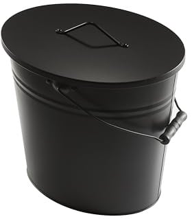 EL Fuego® Ascheeimer 15 Liter – Aschebehälter aus robustem Metall gefertigt – Kamin- & Ofen-Zubehör mit Deckel – Aschenkübel für Kamin, Ofen, Feuerstelle – Hochwertiger Kamineimer