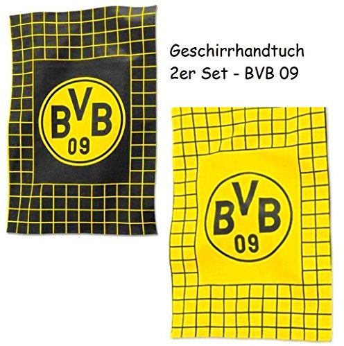 Borussia Dortmund Geschirrtuch / Küchentuch / Geschirr - Handtuch 2er Set BVB 09