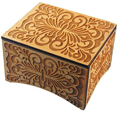 TheLaser'sEdge, Boîte à musique personnalisable en bois gravé au laser Motif floral La vie en rose