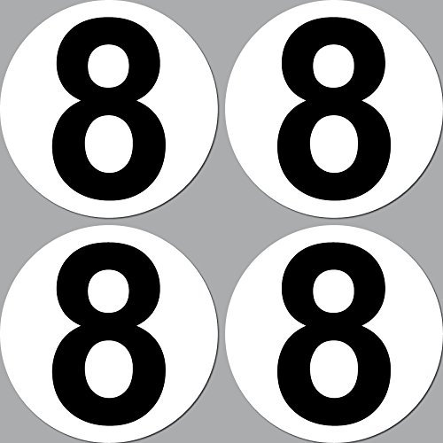 GreenIT 4 Stück Aufkleber Sticker Nummer 8 Startnummer 10cm Auto Motorrad Kart Gokart Roller Racing Bike Cross