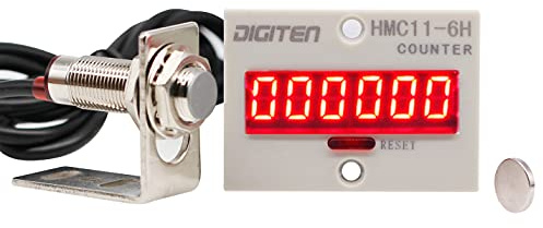 DIGITEN 24-36VDC 6-Digit 0-999999 LED Display Digital UP Counter+Hall NPN Proximity Sensor Switch+Holder