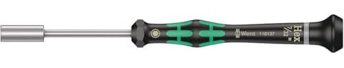 Wera 05118137001 2069 Tournevis électronicien à douille, 7/32 pouce x 60 mm, Noir/vert