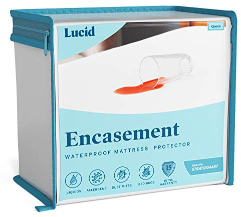 LUCID Encasement Matratzenschoner – umschließt die Matratze vollständig für Wasserdichten Schutz, Schlafsaal-Essentials – Twin XL