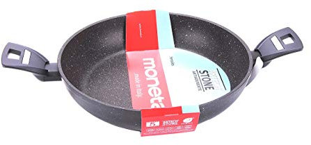 Moneta Hercules Tegame 2 Manici Antiaderente Stone, Alluminio Rivestito, Nero, 24 cm