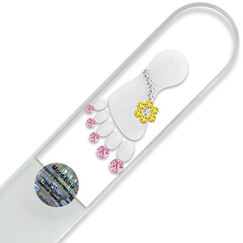 Groß-Glasnagelfeile von Hand dekoriert mit Swarovski Elements, geliefert in einer Hülle aus schwarzem Samt - Echtem gehärteten Glas aus Tschechien