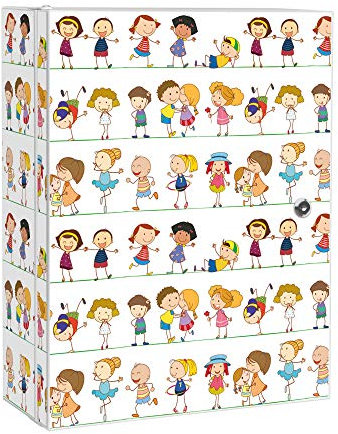 banjado® XXL Medizinschrank abschliessbar mit Motiv Kinder 35x46x15cm - großer Arzneischrank/Medikamentenschrank aus Metall zur Medikamenten Aufbewahrung - Apothekerschrank mit 3 Schlüsseln