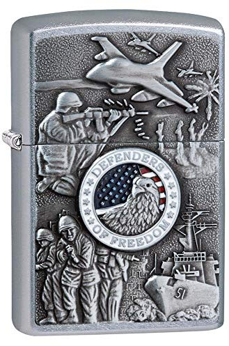 Zippo - Briquet a epreuve du Vent Grave Relief US Army Defender of Freedom - Made in USA - #24457