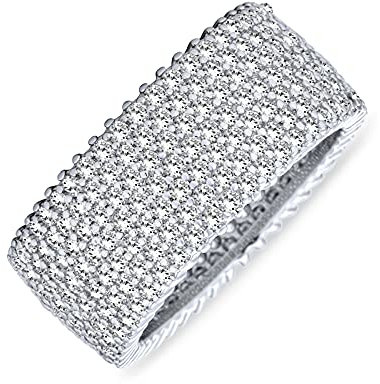 Bling Jewelry Pavé Zirkonia 5-reihiger breiter CZ Ewigkeitsring für Frauen für Freundin .925 Sterlingsilber
