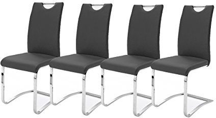 Robas Lund, Stuhl, Esszimmerstuhl, Schwingstuhl Köln, 4er Set, Schwarz, 57 x 43 x 100 cm