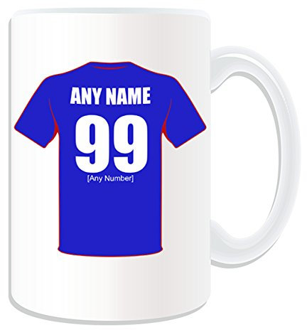 UNIGIFT Personalised Gift - LARGE Rangers Mug (Football Design Theme, White) - Any Name/Message on Your Unique Mug - The Teddy Bears Light Blues Club