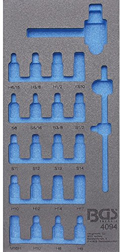 BGS 4094-1 | Werkstattwageneinlage 1/3 | leer | für Art. 4094 | Hartschaum | Länge 408 mm | Breite 189 mm | Höhe 32 mm | geeignet für alle BGS Werkstattwagen