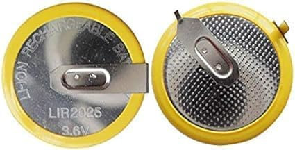 Topalli- 2 X Piles Plates Rechargeables Accu LIR2025 3.6V Aves Broches à souder pour Clé, Clef de Voiture Coin Battery LIR 2025 Batterie Key