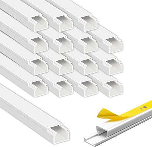ARLI Kabelkanal 15x10 mm Weiß – 16m selbstklebend & schraubbar Installationskanal IP40 PVC mit Bodenlochung Universal Kabel Kanal