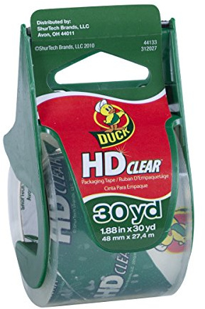 Duck HD Clear Heavy Duty Packing Tape with Dispenser, 1.88 Inch x 30 Yard, 1 Roll (281650)