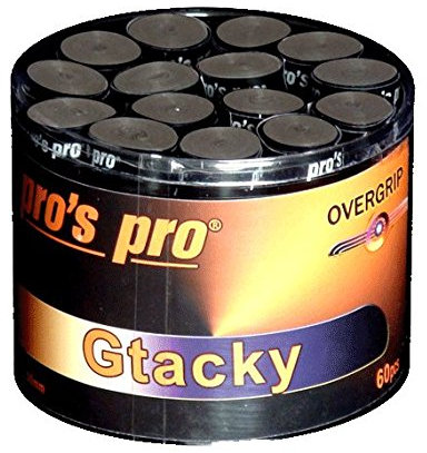 Pro's Pro Gtacky Overgrip für Tennis-, Badminton-, Squashschläger, 60 Stück-Packung schwarz schwarz