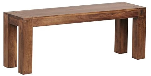 WOHNLING Esszimmer Sitzbank Massiv-Holz Sheesham 120 x 45 x 35 cm Design Holz-Bank Natur-Produkt Küchenbank Landhaus-Stil dunkel-braun Bank 3-Sitzer für innen ohne Rücken-Lehne Echt-Holz unbehandelt
