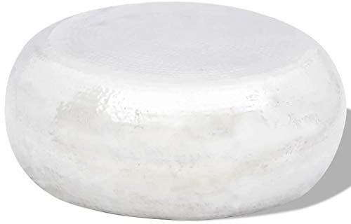 vidaXL Table Basse Martelée Aluminium Argenté Canapé Salon Table d'Appoint