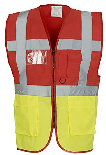 Yoko Hi-Vis Premium Executive/Manager Waistcoat / Jacket (S) (Hi Vis Orange/Hi Vis Yell)