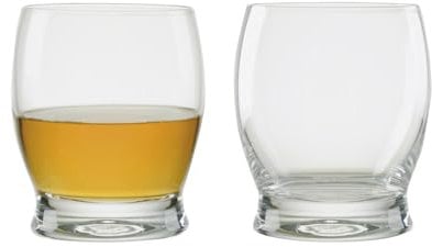 Anton Studio Designs Manhattan Handmade DOF Tumblers for Whiskey, Spirits or Water - 350 ml - Clear - Set of 2 Elegant Drinking Glasses