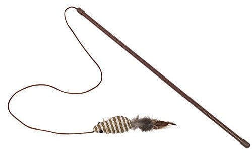 Nobby Angel mit Rasselmaus mit Federn Stab 45 cm; Maus 7 cm