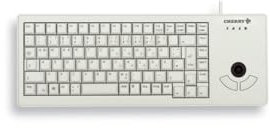 CHERRY G84-5400 XS, Compact Keyboard with Trackball, EU Layout (QWERTY), Wired (USB-A port), Mechanical CHERRY ML Switches, Light Grey