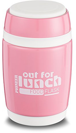 Pioneer Flasks Thermo-Speisegefäß 0,48 L mit Löffel, Edelstahl Doppelwandig Vakuum-Isolierbehälter 8 Stunden Heiß 24 Stunden Kühl BPA-Frei - Rosa, HTH480P