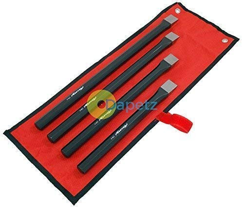 Dapetz ® 4 Piece Extra Long Cold Chisel Garage Tool Set 250mm 300mm 350mm 400mm High Density Chrome Vanadium Black Phosphate Finish Extra Long Chisels