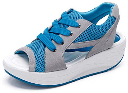 Solshine Damen Netz Atmungsaktiv Sandalen Turnschuhe Laufschuhe Offene Zehen Sneakers 40 EU / 6 UK / 7.5 US blau