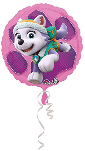 Amscan 3408801 - Standard Folienballon Paw Patrol Skye und Everest, Durchmesser circa 43 cm, Heliumballon, Geburtstag, Pink / Violett