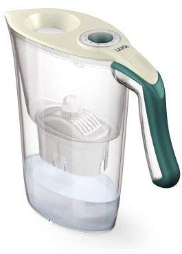 LAICA J9059 Wasserfilter Tosca Farbe creme/dunkelgrün + 4 Stk. Filterkartuschen bi-flux, 9.5x26.7x27.3 cm