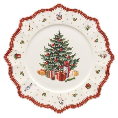 Villeroy & Boch Toy's Delight Platzteller, 35 cm, Premium Porzellan, Weiß/Rot