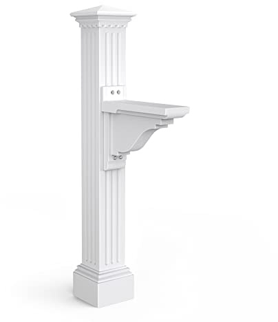 Mayne Manchester Single Arm Mail Post - White - 26in L x 9in W x 58in H - Manchester Post & Arm, Hardware Kit (5852-W)