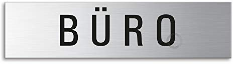 Schild Büro 160x40 mm Türschild aus Edelstahl fein-matt gebürstet selbstklebend Nr.8394