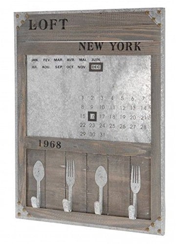 quantio Nostalgisches Memoboard 'New York 1968' - Board mit Kalender - 4 Haken - Magnettafel - Tafel - Wandtafel