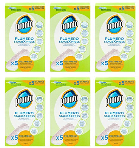 Pronto StaubXpress Pack de Recambio sin Mango, 5 cabezales de fibra de recambio (Set de 6)