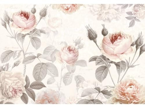 Komar Vlies Fototapete - La Maison - Größe 368 x 248 cm (Breite x Höhe), 4 Teile, Blumentapete, Tapete, Floral, Schlafzimmer, Romantik