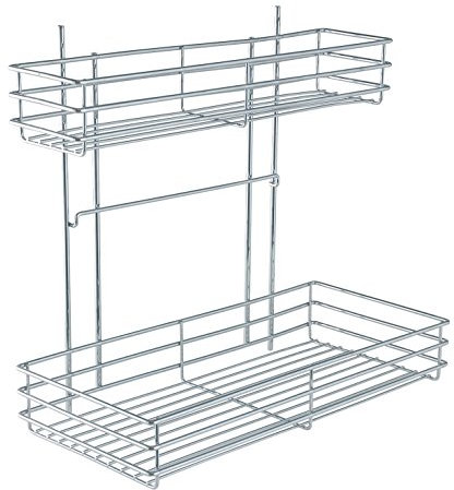 WENKO 5930100 Schrankauszug Duo - ausziehbares Doppelregal, Montage im Küchenschrank, Chrom, 22 x 47 x 44 cm