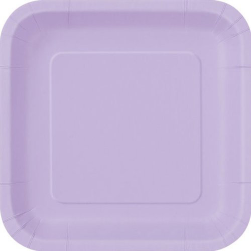 14 x Lilac/Lavender SQUARE Paper Plates (9/23cm)